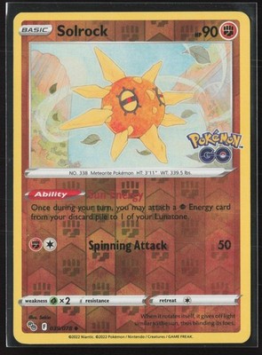 Solrock 039/078 Uncommon Pokemon GO Pokemon Reverse Holo Near Mint