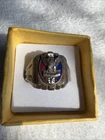 VINTAGE 1940's 50's EAGLE SCOUT STERLING SILVER ENAMEL RING Size 9 3/4