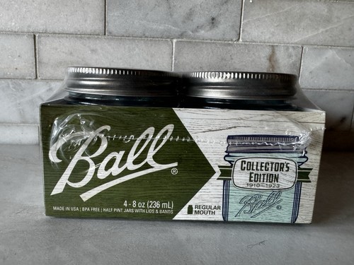 Barattolo BALL HALF 1/2 PINTA AQUA BLUE MASON - "Collector's Edition" 4 confezioni nuovo con - Foto 8 di 9