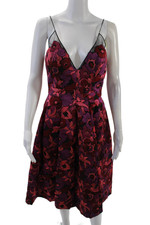 Badgley Mischka Womens Floral Jacquard A Line Dress Multi Colored Size 5