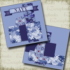 Navy NPM - 2 Premade Scrapbook Pages - EZ Layout 4893
