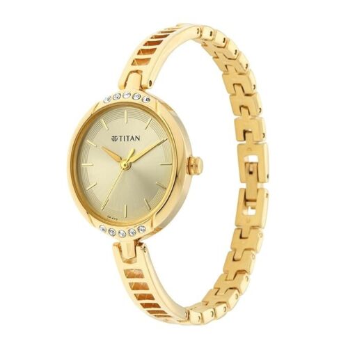 Titan Quarz Analog Goldenes Zifferblatt Metallband Uhr für Frauen-NS2637YM01 - Bild 3 von 5