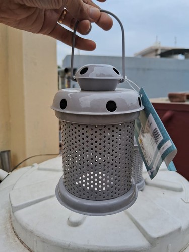 Decorative Metal Candle Lantern SET OF 3 Gray Hanging Lantern Holder Home Decor - Picture 4 of 8
