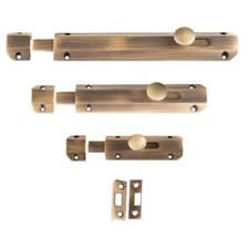 Flat Door Bolt - Slide Action Shoot Bolt - Antique Brass - Premium UK Quality