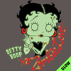 ALTRA T Shirt dalla S alla 2XL 3XL BETTY BOOP Scritta ZOMBIE LOVE Glow in Dark Fun Humor