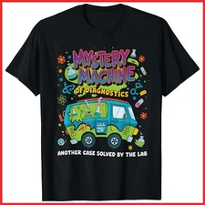 Mystery Machine Of Diagnostics Lab Week Med Lab Tech Black Cotton T-Shirt