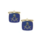 Masonic Cufflinks Gold Blue Freemasonry Enamel Square And Compasses Navy New