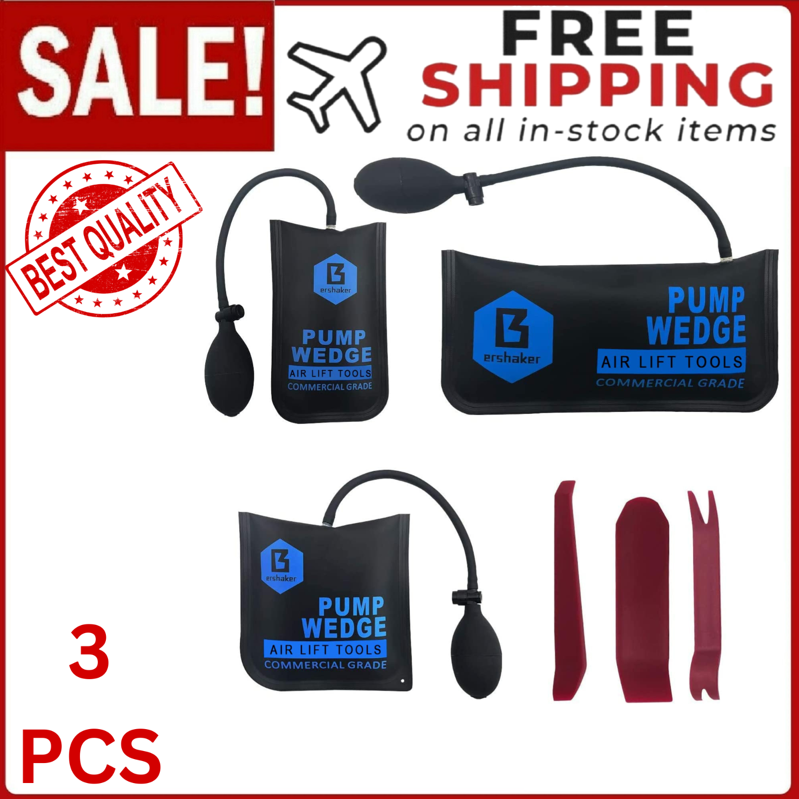 Air Wedge Bag Kit,Air Wedge Bag Pump, 3 Pack Commercial Inflatable Bag