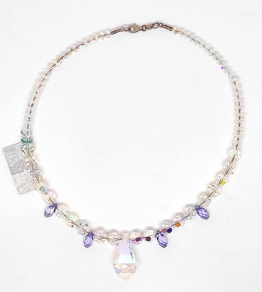 Collana donna girocollo con ciondoli cristalli SWAROVSKI Elements argento 40 CM - Immagine 2 di 2