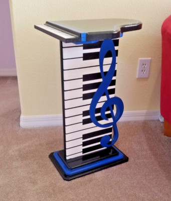 Blue Clef Music Themed Piano TABLE Floor sculpture - Unique accent table- Art69
