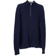 Express Sweater Men's Size M Navy Long Sleeve 1/4 Zip Pullover 100 Cotton Knit