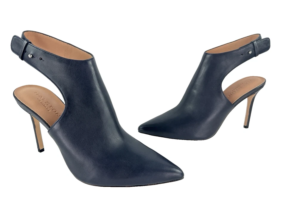 $395 Halston Heritage NIB 8.5 US 38.5 EU Blue Leather Betty Heels Pump Shoes - Image 2 of 4