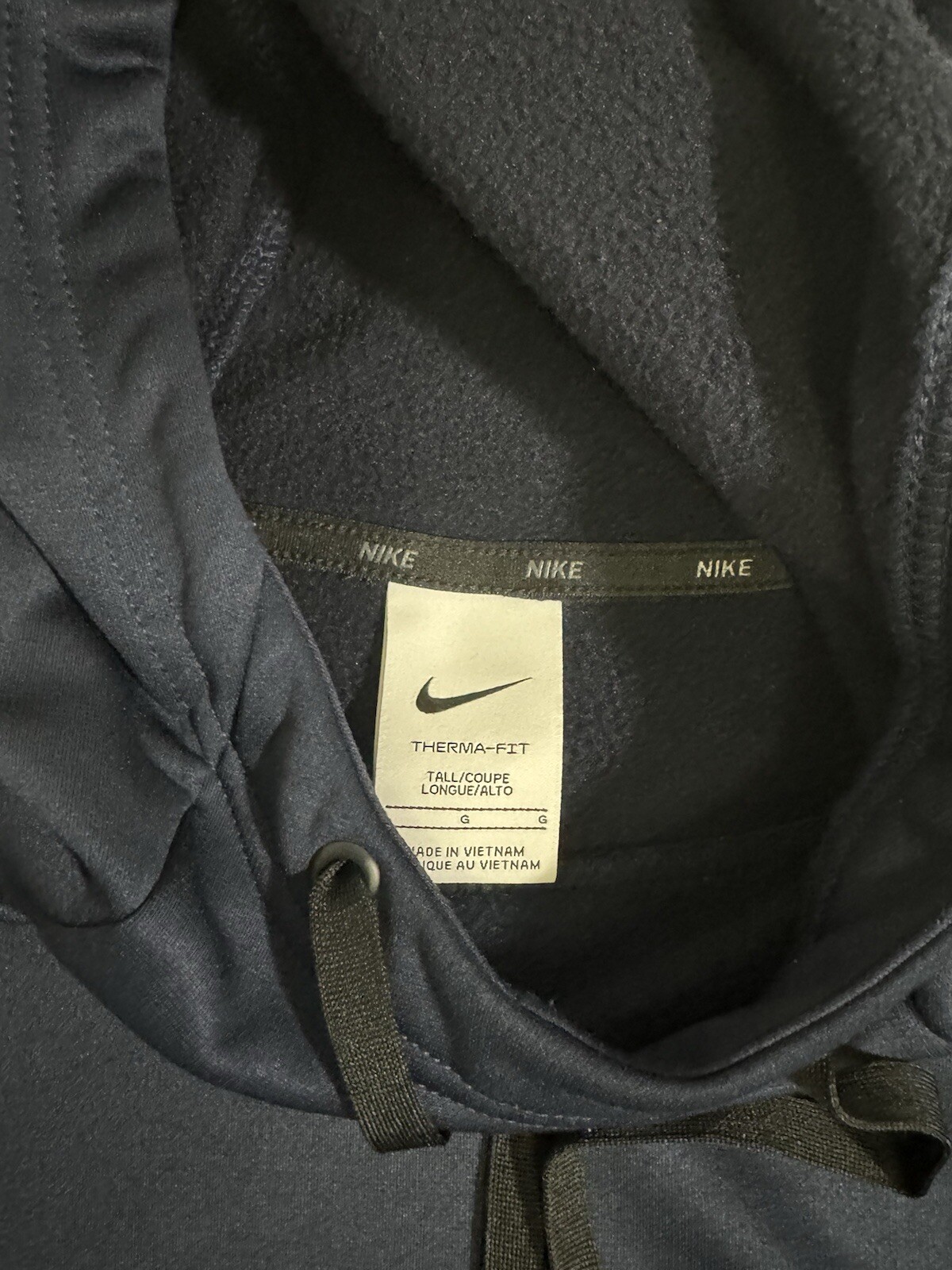 Men's Nike Dri-Fit Large L Dark Blue Swoosh Hoodie Sweatshirt Pullover