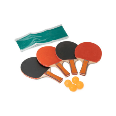 Sport Mini Tischtennis Set mit 4 Fledermäusen 4 Bälle & Netz machen Spaß Outdoor Innen