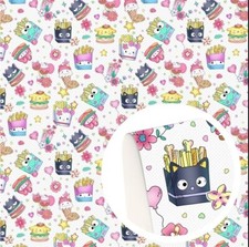 Anime Cartoon Kitty FAUX LEATHER SHEET 8" X 12" PRINTED 1221870 SMOOTH TEXTURE