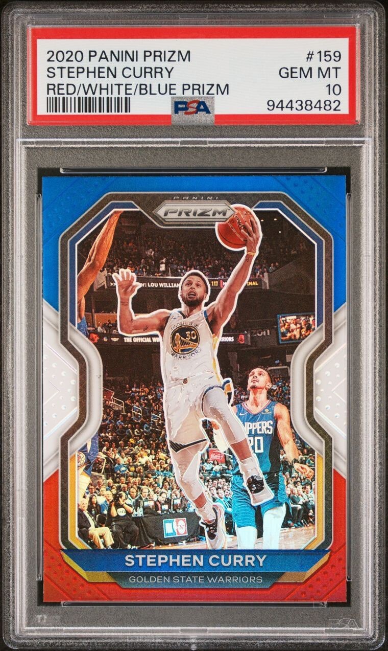 2020 PANINI PRIZM RED WHITE BLUE PRIZM STEPHEN STEPH CURRY WARRIORS PSA 10 Pop50