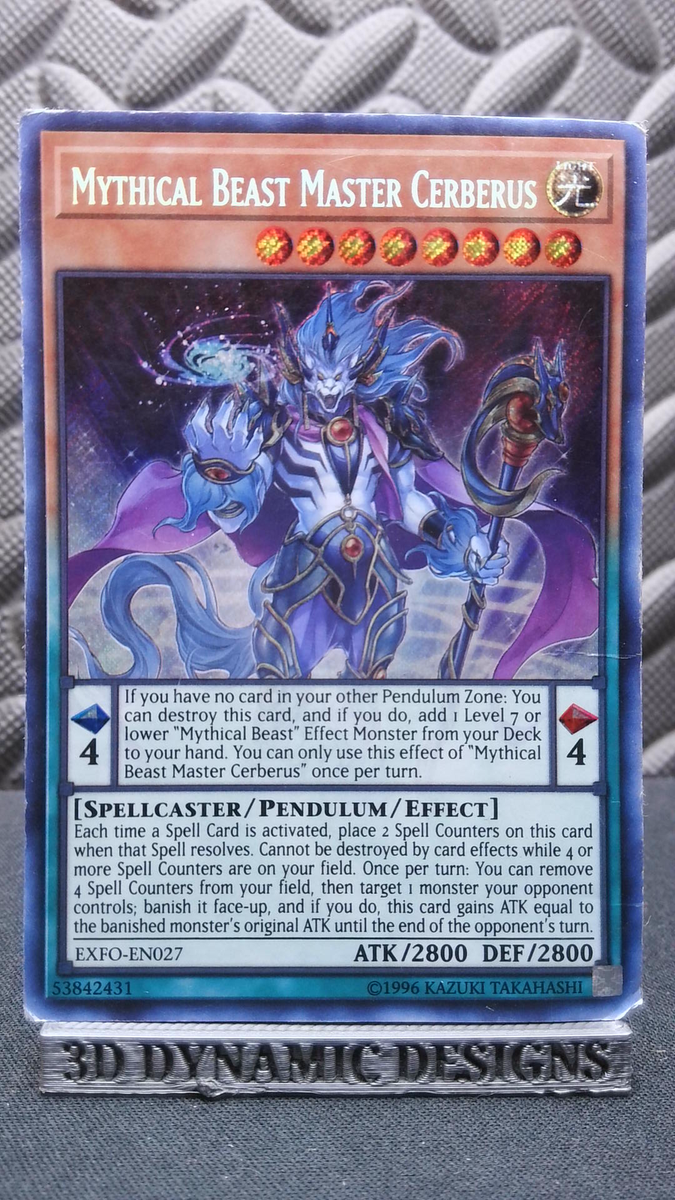 Yugioh Mythical Beast Master Cerberus EXFO-EN027 Secret Rare HP
