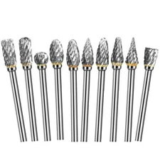 10PCS Rotary Burrs Tungsten Carbide Metal Steel Burr Drill Bits for Dremel Tool