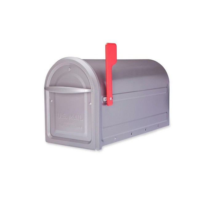 Architectural Mailboxes Mapleton Post Mount Mailbox Graphite with Red Flag eBay