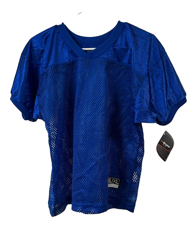 SA Gear Youth Mesh Short Sleeve V-Neck Football Practice Jersey, Blue,  Large/XL