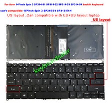 New US Keyboard backlit for Acer Spin 3 SP314-51 SP314-52 SP314-53 SP314-54N