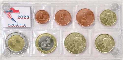 CROATIA Euro Set 2023 Coins (1, 2 , 5, 10, 20, 50 Cents + 1, 2 EURO) NEW - Picture 1 of 5