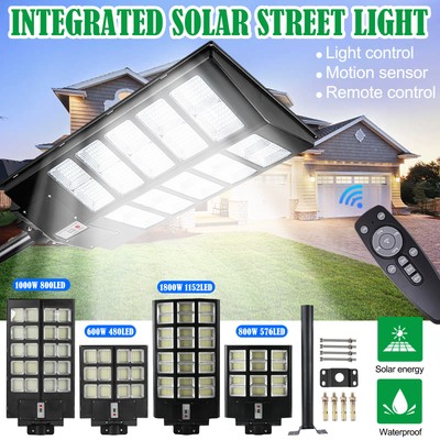 9900000LM Solar Street Light LED Outdoor IP67 Dusk-to-Dawn Area Road Spotlight