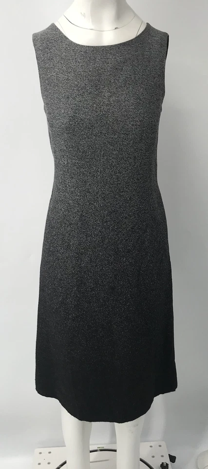 Traje de vestir Claude Patrick Paris negro gris ombre moteado con ribete de piel 36 Foto 3 de 4