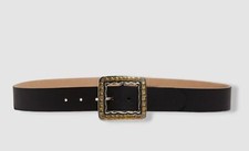  178 Streets Ahead Women's Black Antique Square Studded Leather Belt Size M
