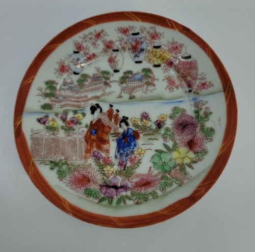 Vintage japanische handbemalte Porzellan Geisha Mädchen Teller orientalisch (4er Set) - Bild 2 von 5