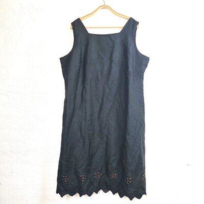 New LINO USA Womens Midi Dress Plus Size 3X Black/Bronze Sleeveless Bead Detail