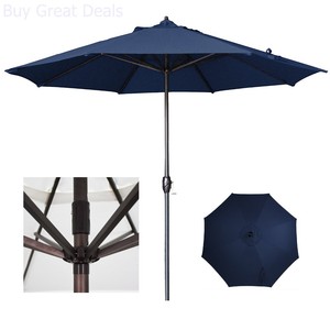 California Umbrella Patio Umbrella Aluminum Auto Tilt In Navy Blue Olefin 9 Ft 848363021351 Ebay