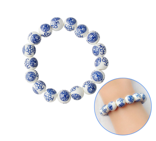 8/10/12/14mm blue and white porcelain ceramic beads jewelry accessories bracelet - Picture 1 of 11