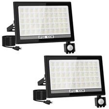 2 Pack Flood Lights Outdoor Motion Sensor 100W Led Flood Light Outdoor With Plug
