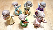 6 Porcelain Angels with Musical Instruments with box