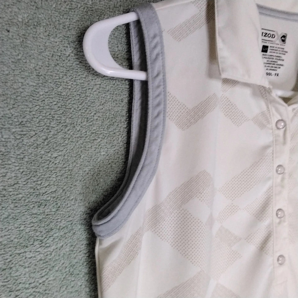 Camiseta sin mangas Izod XFG Cool FX para mujer talla S marfil crema geométrica sin mangas a presión Foto 3 de 4
