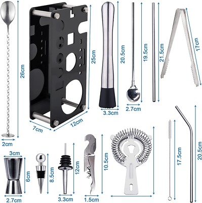 Set Shaker Cocktail In Acciaio Inossidabile - 20 Pezzi Con Accessori Per Bar, Ideale Per Regalo - Foto 10