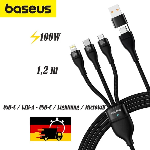 Kabel Baseus 3in1 USB-C / iPhone / MicroUSB Lade und Datenkabel Schwarz