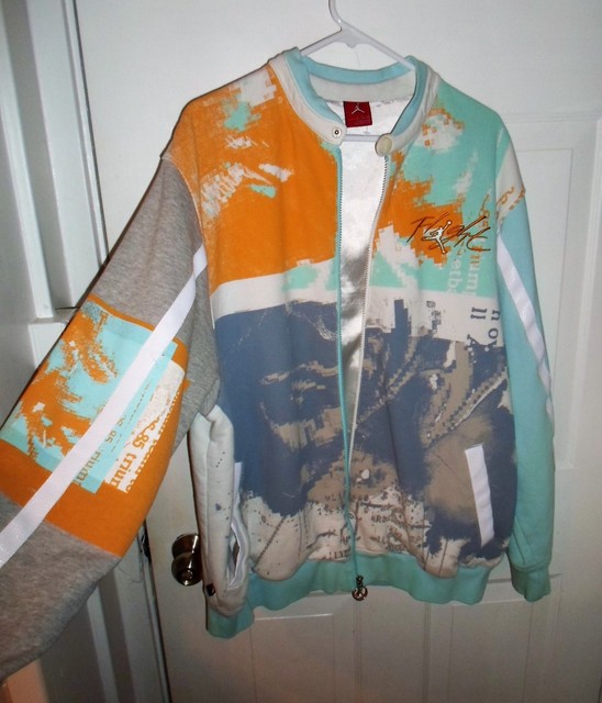NIKE AIR JORDAN XL TWO3 FLIGHT FULL ZIP GRAFFITI PAINT SPLATTER JACKET