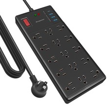 Surge Protector Power Strip 10 ft Cord, 15 Outlets  4 USB Ports, 2800J