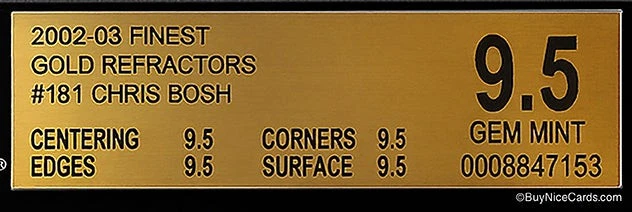2002-03 Chris Bosh Topps Finest Gold Refractor XRC Jersey Numbers 4/25 BGS 9.5 - Image 2 of 4