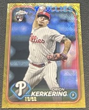2024 Topps Chrome Logofractor Orion Kerkering RC Gold Refractor /50 Phillies 180
