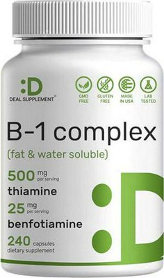 Deal Supplement Vitamin B1 500mg with Benfotiamine, 240 Capsules 2 in 1 Enhanced