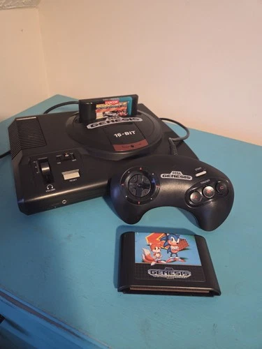 Vintage Sega Genesis Console Bundle Controller AC/AV And 2 Games #s3