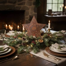 Primitive Country Christmas Punched Rusty Tin Star Tree Topper 8”