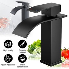 Kitchen Sink Mixer Tap Monobloc Swivel Spout Black Built-In Ceramic Valve Core