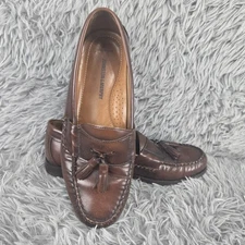 Johnston & Murphy 15-1096 8.5 M Brown Sheepskin Leather Slip On Tassel Loafers