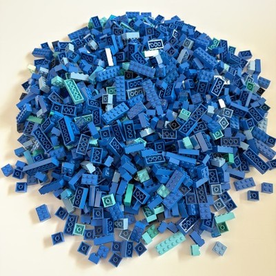 LEGO  1,150 2x Wide Bricks Blue - Washed for MOCs Parts 2x2 2x3 2x4 2x6 CITY