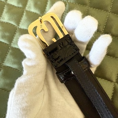 New Gucci Exclusive $2300 Mens Crocodile Caiman Belt Square Buckle
