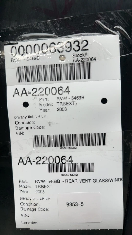 02 03 04 05 06 TRAILBLAZER EXT Rear Vent Glass/window Chevrolet Left — 第 4/4 张图片